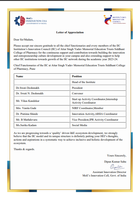 IIC Appreciation Letter